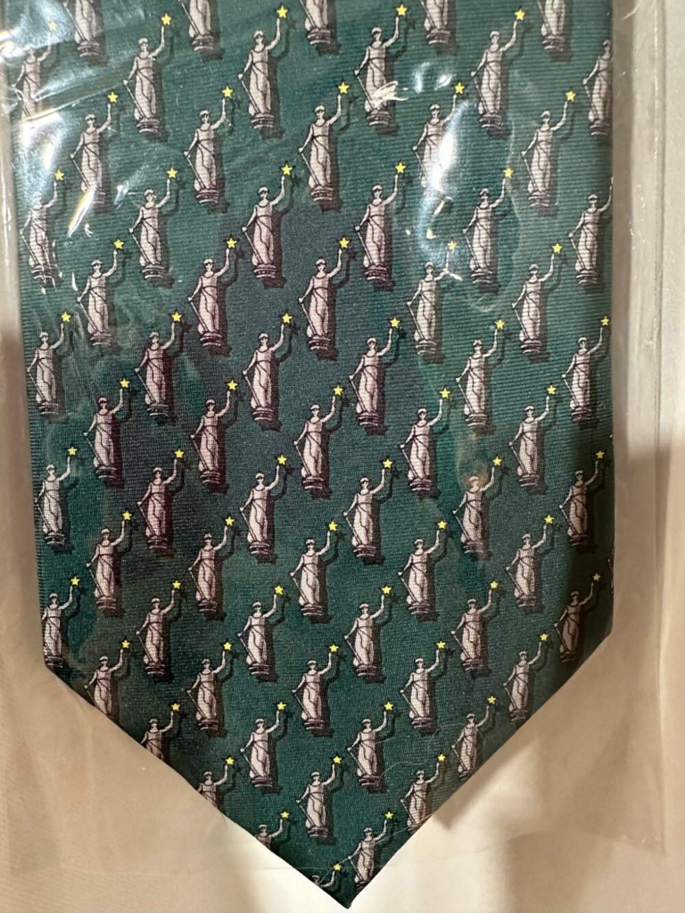 NWOT Sine Die 100% Silk Texas Capitol Goddess of Liberty Tie Austin Legislator
